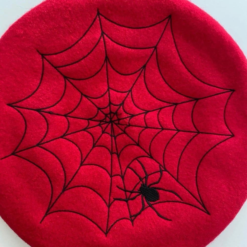 Embroidered Spider Web Beret, different colors available